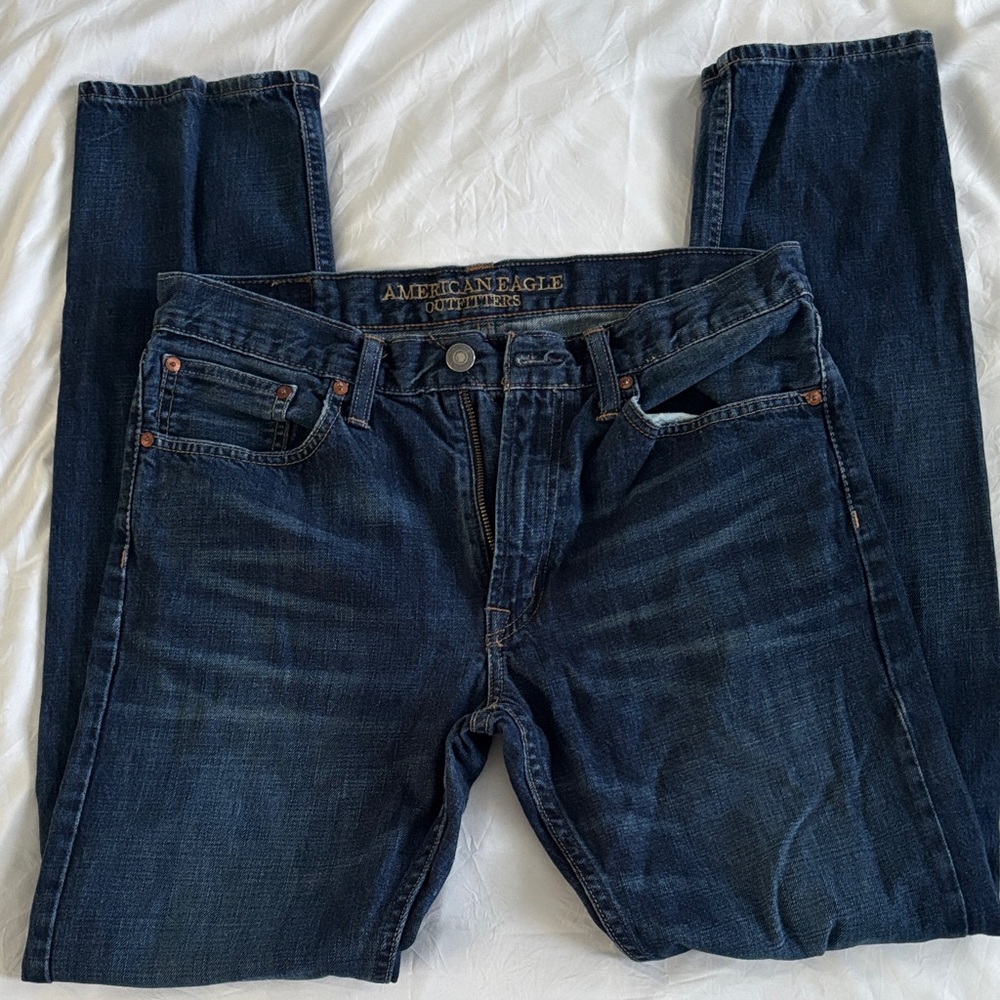 American Eagle Outfitters Men's Deep Indigo Taper Jeans 32/34
